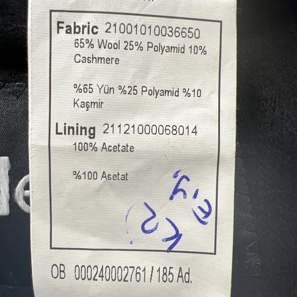 WOOL AND CASHMERE BLACK SINGLE-BREASTED | MENS SIZE L - Picture 6 of 6